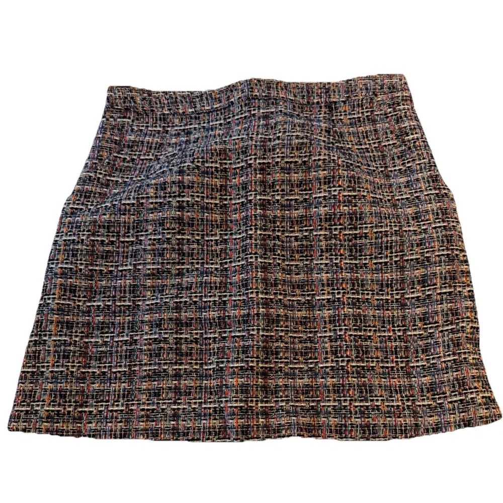 Womens Multicolor Tweed Plaid Mini Skirt M Preppy Academia Fall Y2K Lined Zip